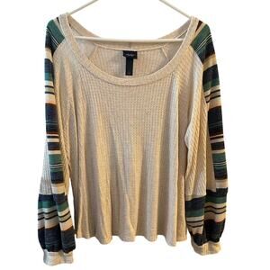 DayTrip Women's Multicolor Waffle Knit Shirt Oversized Sized Large‎